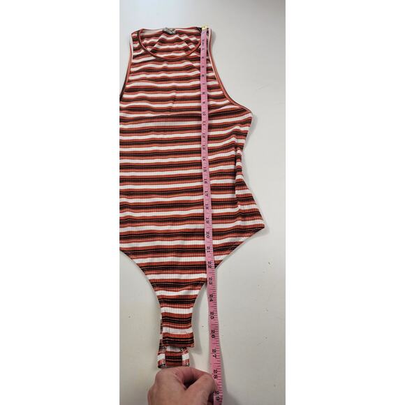 Intimately free people sz S ribbed stretch orange fall color tank bodysuit EUC - Picture 8 of 9